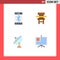 Group of 4 Modern Flat Icons Set for bluetooth, satellite, wireless, desk, radar