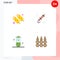 Group of 4 Modern Flat Icons Set for food, summer, india, bbq, chemical reaction