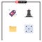 Group of 4 Modern Flat Icons Set for heart, data, tag, king, dice