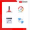 Group of 4 Modern Flat Icons Set for plunger, web page, analysis, diagram, hosting