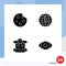 Group of 4 Modern Solid Glyphs Set for breakfast, decentralized, drink, bitcoin, education