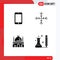 Group of 4 Modern Solid Glyphs Set for cell, mosque, call, nature, place