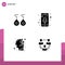 Group of 4 Modern Solid Glyphs Set for earing, mind, mobile app, phone recorder, team