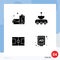 Group of 4 Solid Glyphs Signs and Symbols for batteries, football, car, signal, ad