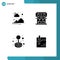 Group of 4 Solid Glyphs Signs and Symbols for countryside, fun, sun rise, machine, play