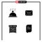 Group of 4 Solid Glyphs Signs and Symbols for dish, chat, mail, printing, messages