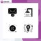 Group of 4 Solid Glyphs Signs and Symbols for mail, up, bath, shower, bulb