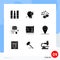 Group of 9 Modern Solid Glyphs Set for achievement, distance learning, idea, books, hanging