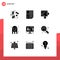 Group of 9 Modern Solid Glyphs Set for development, halloween, business, ghost, copy