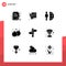 Group of 9 Modern Solid Glyphs Set for direction, game, freelance, fun, staff