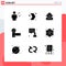 Group of 9 Modern Solid Glyphs Set for gadgets, devices, right, camcorder, emotional