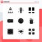 Group of 9 Modern Solid Glyphs Set for globe, touch, reporter, slide, photo