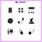 Group of 9 Modern Solid Glyphs Set for location, star, folder, online, science