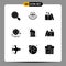 Group of 9 Modern Solid Glyphs Set for plumber, cleaner, gift, park, lifesaver