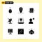 Group of 9 Modern Solid Glyphs Set for profile, shopping, medical education, online, business