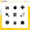 Group of 9 Modern Solid Glyphs Set for storage, security, form, search, keywords