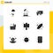 Group of 9 Solid Glyphs Signs and Symbols for board, transport, office, transit, conveyance