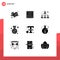 Group of 9 Solid Glyphs Signs and Symbols for sketch, design, business, position, medal