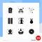 Group of 9 Solid Glyphs Signs and Symbols for transport, file cover, fireworks, document, archive