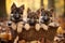 Group of Adorable German Shepherd Puppies Sitting in a Basket, Generative AI