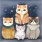 group of adorable lazy exotic shorthair cats