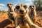 Group of adorable meerkats taking a selfie in a forest, AI-generated.