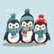 group of adorable penguins wearing scarves 2