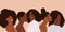 Group of African American pretty girls. Female portrait. Black beauty concept. Vector Illustration of Black Woman. Great