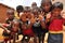 Group of african children playing with hands