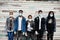 Group of african teenagers friends wearing medical masks