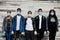 Group of african teenagers friends wearing medical masks protect from infections and diseases coronavirus virus quarantine