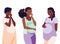 group of afro pregnancy women characters