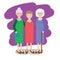 Group of aged ladies. Three old women, elderly grandmother vector illustration