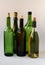 A group of alcoholic bottles on white surface,vertical images