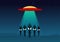 Group of alien arrived on earth by UFO, vector art