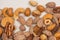 A group of almonds, pistachios, walnuts, macadamia, cashews