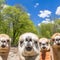 Group of alpacas in the countryside, Alpaca farm.