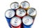 Group of aluminium cans, cold drink