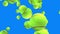 Group of animated tennis balls elements on blue screen chroma key