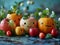Group of Apples and Oranges With Whimsical Faces - Fun and Playful Fruit Characters