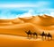 Group of Arab People with Camels Caravan Riding