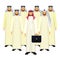 Group of Arabian business people in good mood on white