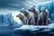 Group of arctic wolf pack (Canis lupus arctos), also known as white wolf or arctic wolf - Generative AI