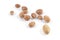 Group of argan nuts on a white background.