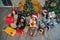 Group of asian friends happy together with christmas or new years celebration party with christmas or new years gifts sharing and