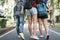 Group of Asian women feeling happy walking together while traveling at park in urban city in Bangkok, Thailand. Lifestyle