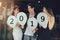 Group of asian young people holding balloon numbers 2019, Celebration New year concept.