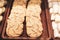 Group of assorted cookies. Chocolate chip, oatmeal raisin, white chocolate