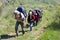 Group of backpacker moving up on mountain