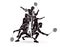 Group of Badminton players action cartoon graphic